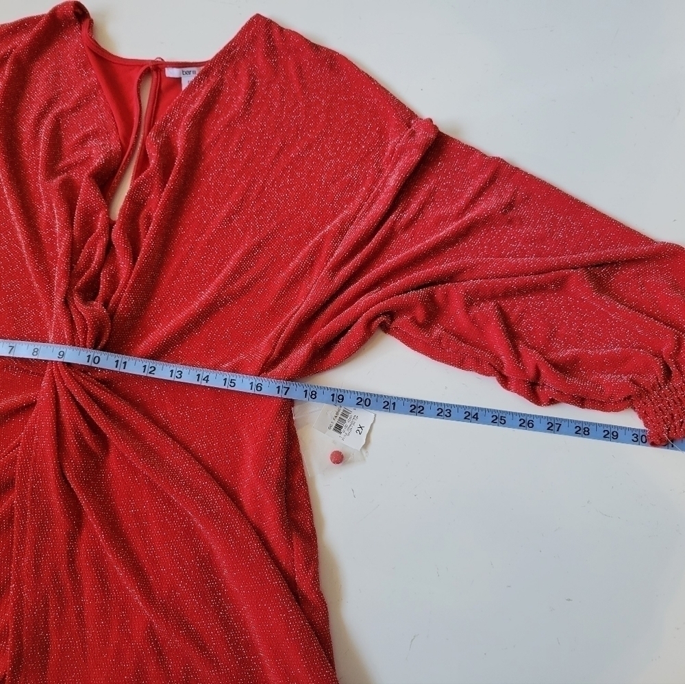 Bar III Embellished Twist-Front Walkthrough Romper in Red Plus Size 2X NWT - Picture 7 of 10